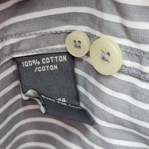 Abercrombie & Fitch Button Up Muscle Shirt Mens Medium Gray White Striped Casual - Picture 4 of 8